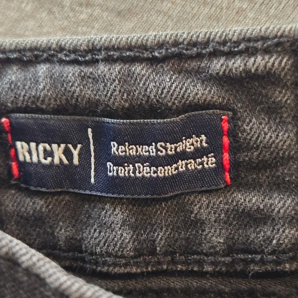 True Religion Jeans Mens 33 Black Ricky Relaxed Straight  Flap Pocket Streetwear